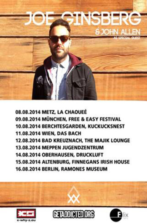 (C) Flix Records / JOE GINSBERG Europe Tour 2014 Flyer / Zum Vergrößern auf das Bild klicken